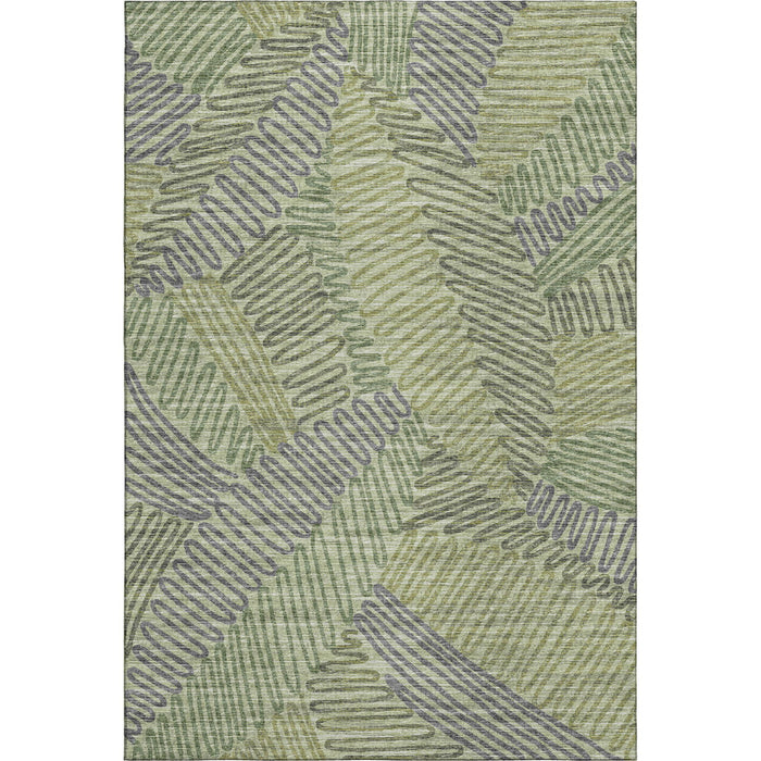 10' X 14' Botanical Leaves Washable Area Rug With UV Protection (645000) - Green / Gray