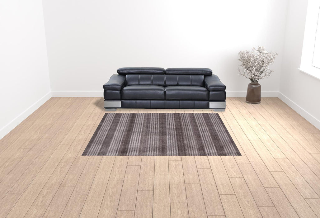 8' x 10' Striped Hand Loomed Area Rug - Rust And White