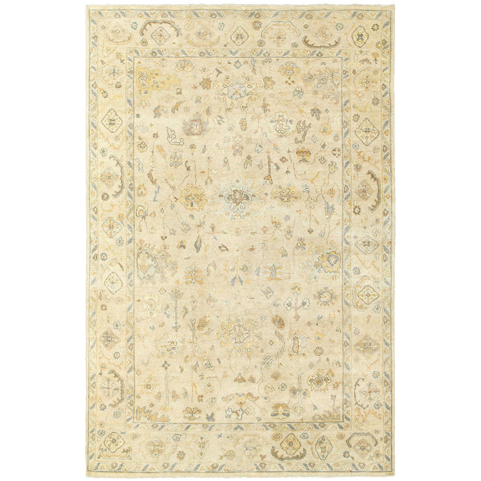 9' X 12' Wool Oriental Hand Knotted Area Rug - Beige / Gray