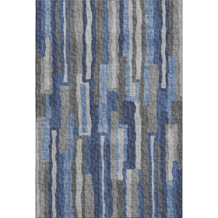 14' X 10' Abstract Washable Area Rug With UV Protection - Blue / Gray