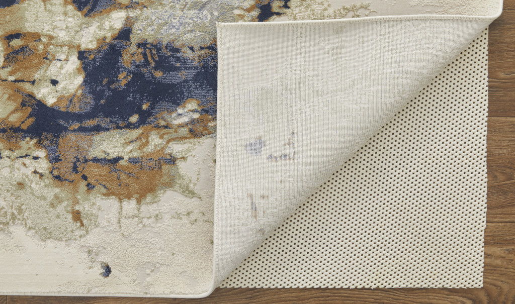 10' x 13' Abstract Power Loom Area Rug - Blue Orange And Ivory