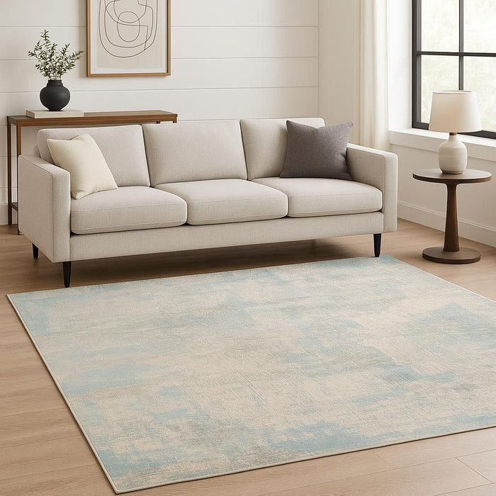 8' X 10' Abstract Hand Knotted Fabric Material Area Rug - Blue