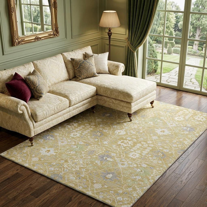 10' X 14' Oriental Washable Area Rug With UV Protection (679204) - Gold / Gray / Ivory