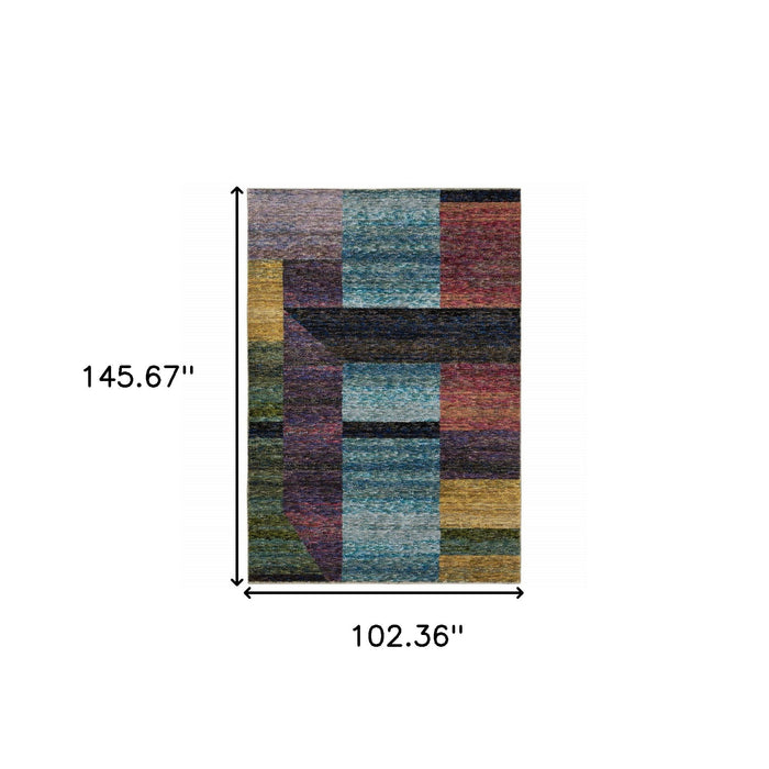 9' x 12' Geometric Power Loom Area Rug - Purple And Red