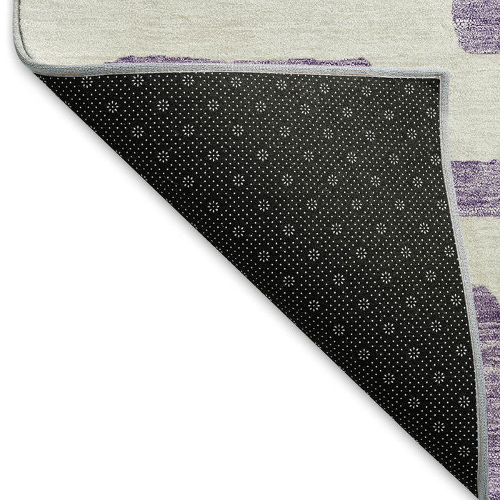 10' X 14' Abstract Geometric Washable Area Rug With UV Protection (671834) - Purple / Ivory