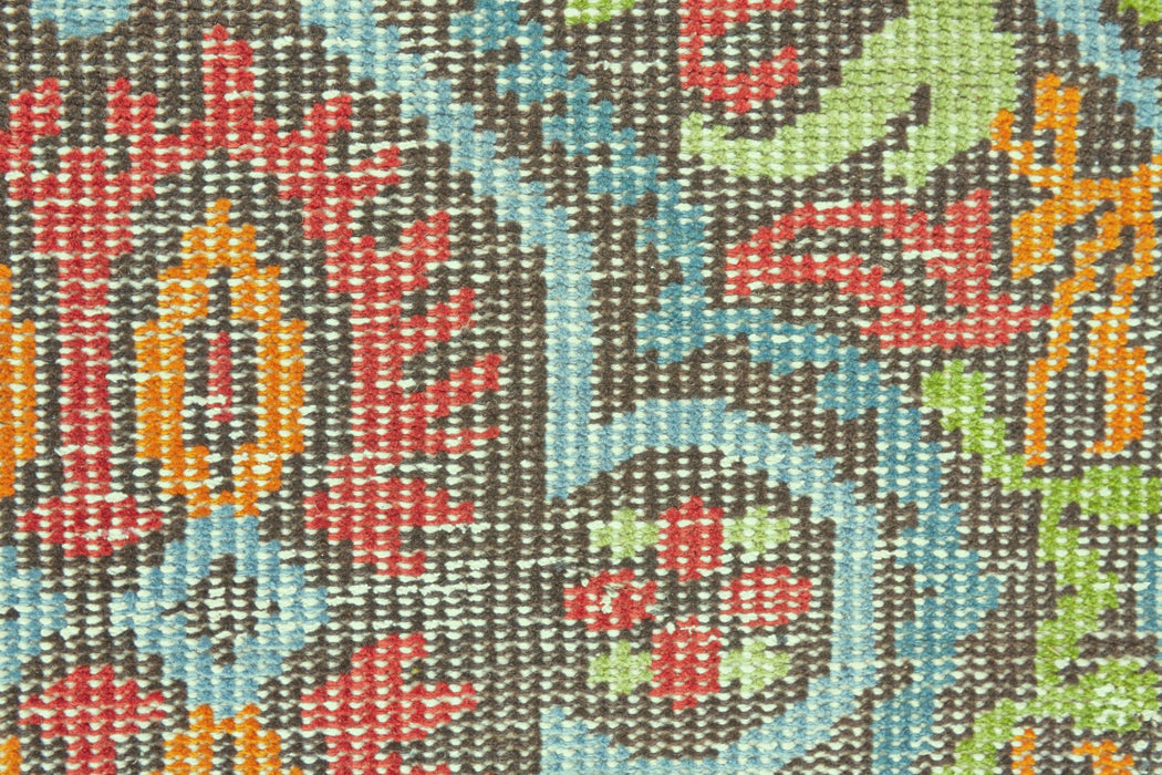 9' X 13' Wool Geometric Hand Knotted Area Rug (744418) - Red / Orange / Green