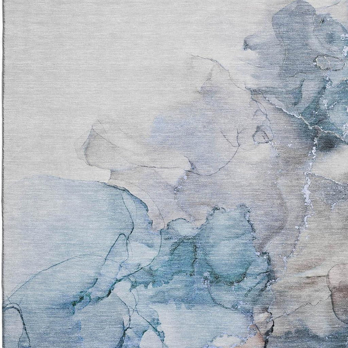 10' X 14' Abstract Washable Area Rug With UV Protection (647296) - Blue / Gray / Ivory
