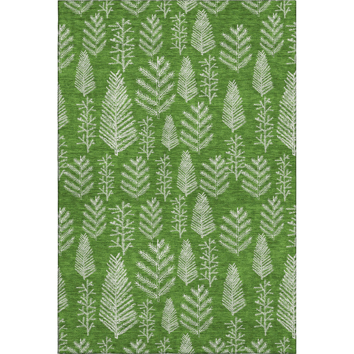 10' X 14' Floral Washable Area Rug With UV Protection (701762) - Green / Ivory