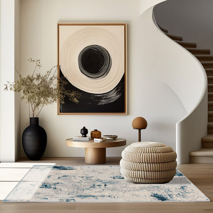 8' x 10' Abstract Dhurrie Area Rug - Blue