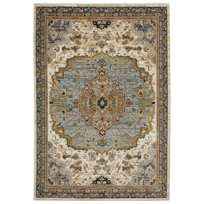 10' X 13' Oriental Area Rug (576333) - Ivory / Blue