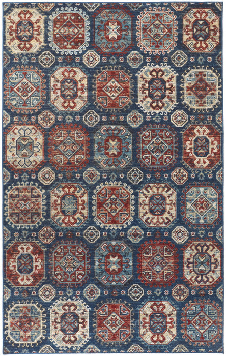 13' x 15' Abstract Power Loom Distressed Area Rug - Blue Beige