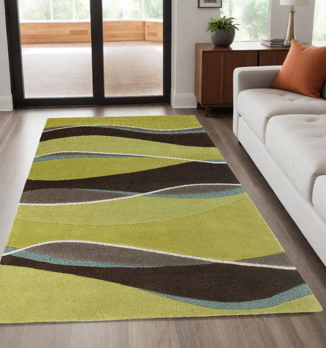 5' x 8' Wool Area Rug - Lime Or Mocha