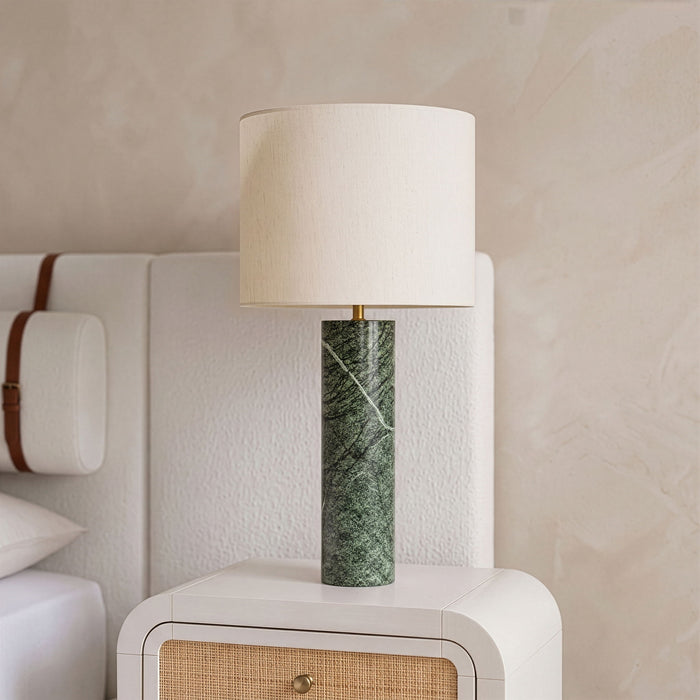 Titan textured fabric table lamp by Meridian Furniture with a sleek base and soft fabric shade, ideal for modern home decor.