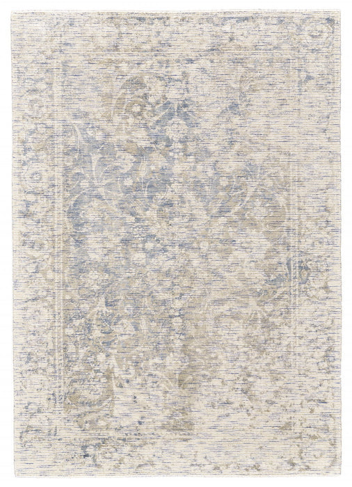 10' x 13' Abstract Hand Woven Area Rug - Ivory Blue And Tan