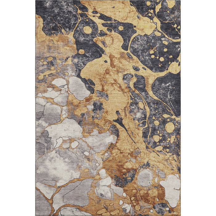 10' X 14' Abstract Washable Area Rug With UV Protection (707773) - Gold / Gray / Ivory