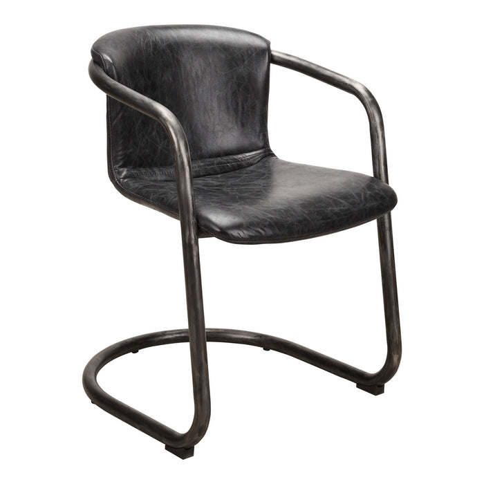 Upholstered Leather Dining Arm Chairs (Set of 2) - Onyx / Silver