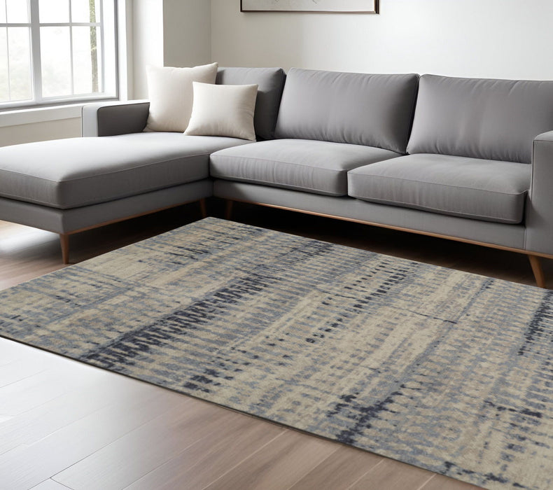 8' X 12' Casual Abstract Hand Knotted Area Rug - Gray