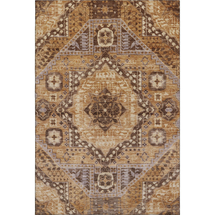 10' X 14' Diamond Washable Area Rug With UV Protection (708253) - Copper / Beige / Gray
