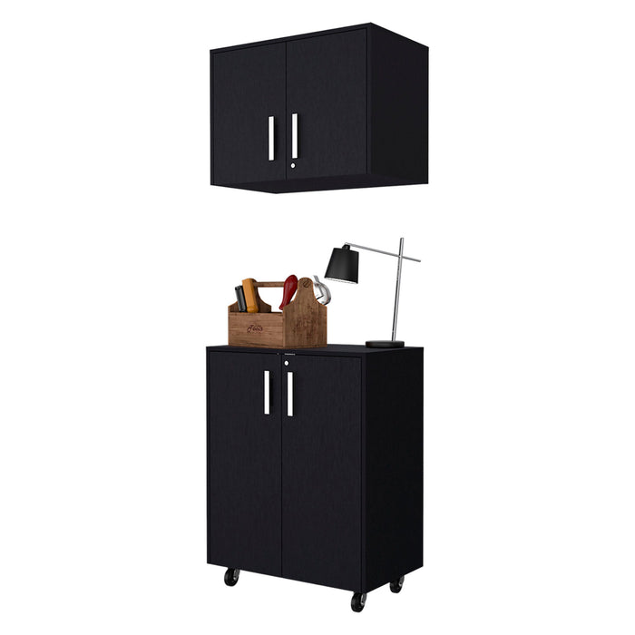 Wall mounted Accent Cabinet With Four Shelves - Black