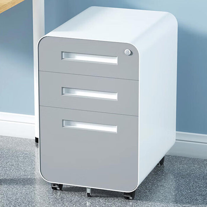 Giga 3-drawer mobile filing cabinet with 5 wheels, steel construction, waterproof, moisture-proof, for legal, letter, and A4 files.