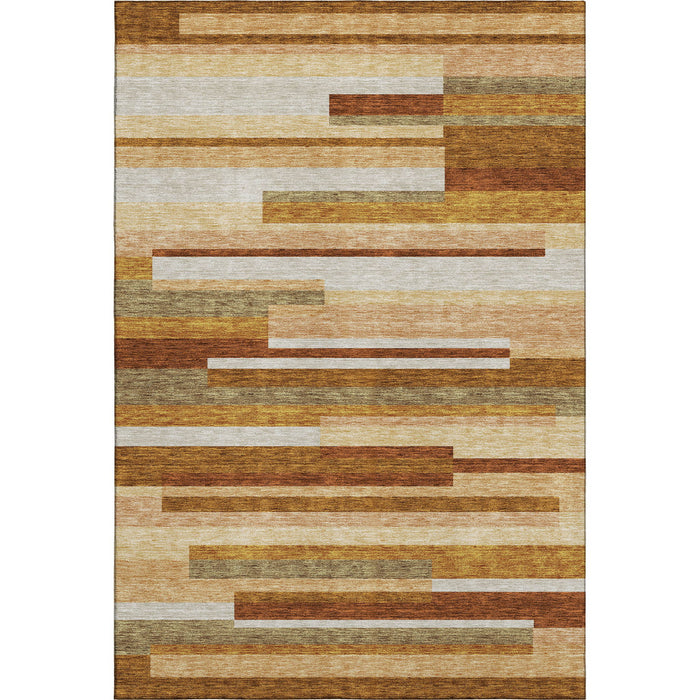 10' X 14' Transitional Striped Washable Area Rug With UV Protection - Rust