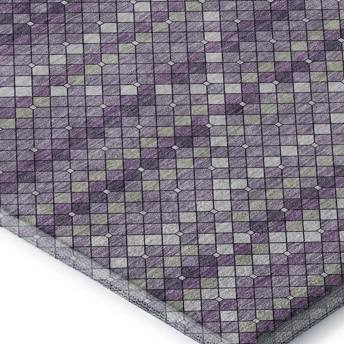 10' X 14' Geometric Washable Area Rug With UV Protection (693696) - Purple / Gray / Ivory