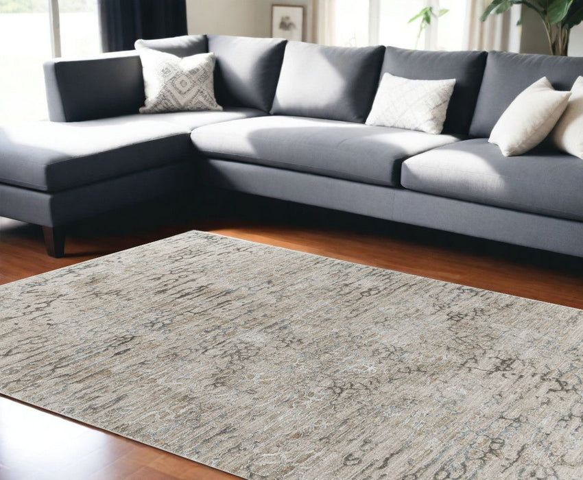 8' x 10' Abstract Stain Resistant Area Rug - Beige