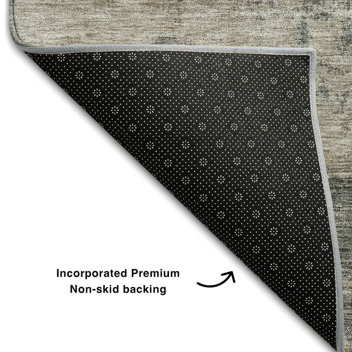 10' X 14' Abstract Washable Area Rug With UV Protection (688376) - Coffee / Beige