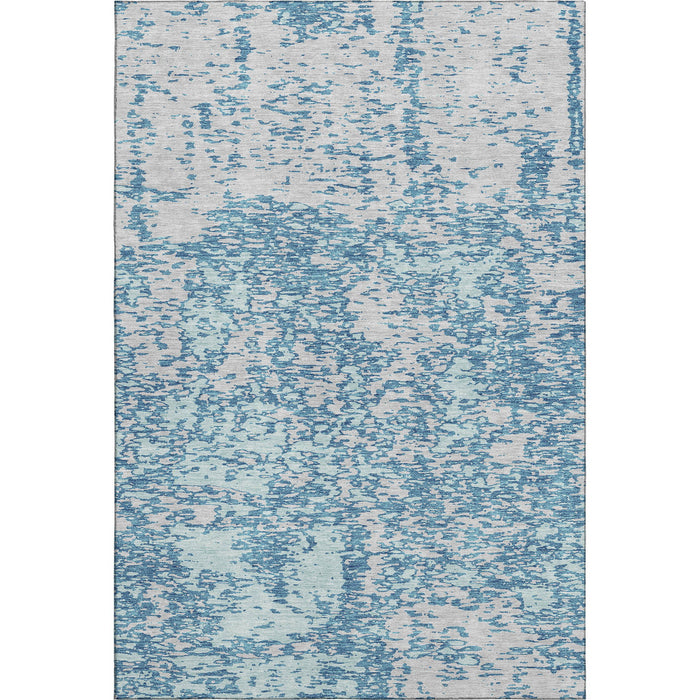 10' X 14' Abstract Washable Area Rug With UV Protection (675270) - Teal / Silver