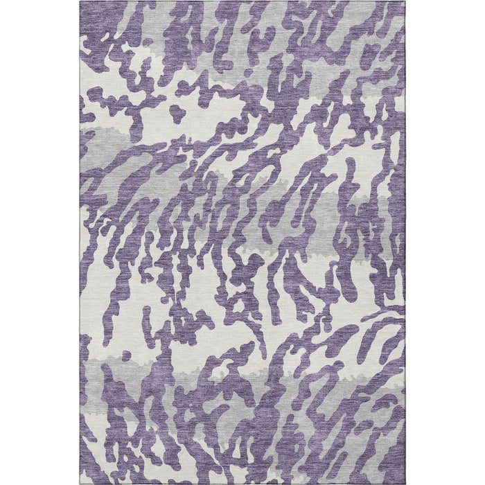 10' X 14' Animal Print Washable Area Rug With UV Protection (669474) - Purple / Ivory