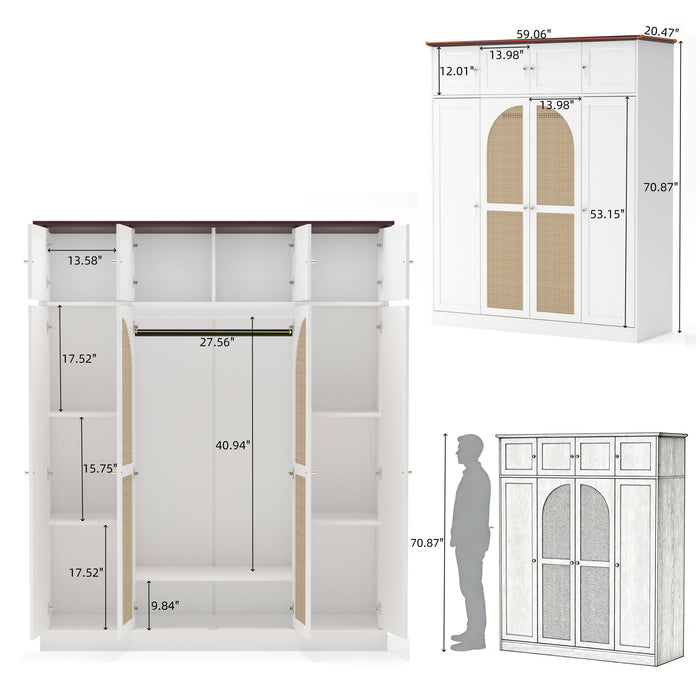 Giga 8-door wardrobe armoire with adjustable shelves and hanging rod, showcasing spacious interior and modern design.