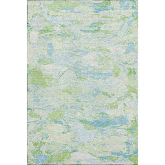 10' X 14' Abstract Washable Area Rug With UV Protection (693132) - Mint Green / Sky Blue / Ivory