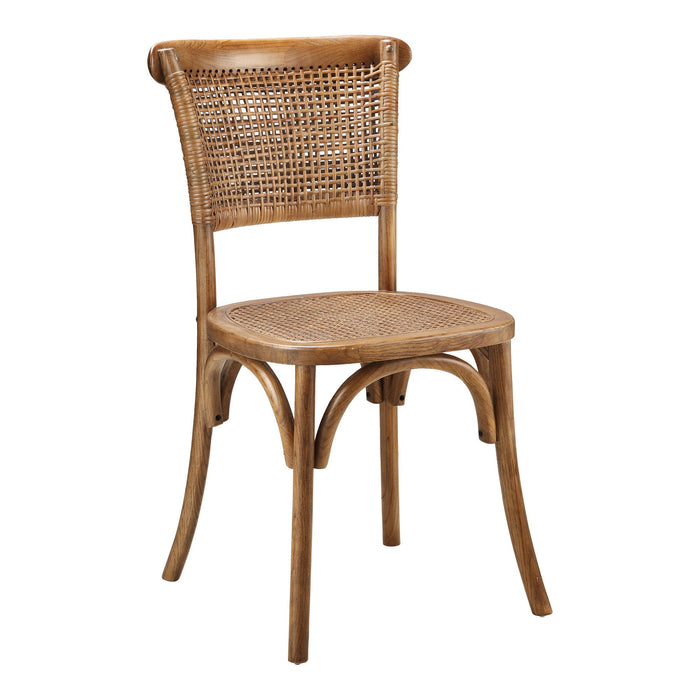 Rattan Open Back Dining Side Chairs (Set of 2) - Brown
