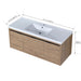 Modern floating bathroom vanity by Giga with resin sink and soft-close doors, showcasing sleek design and storage space.