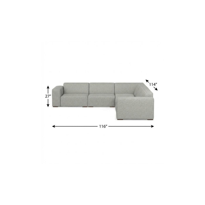 116" Fabric Modular Sofa With Brown Legs - Gray