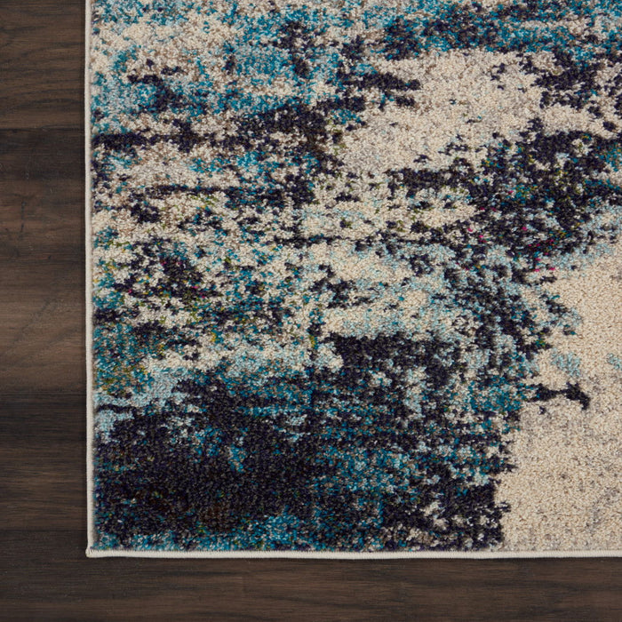 9' x 12' Abstract Power Loom Contemporary Area Rug - Ivory