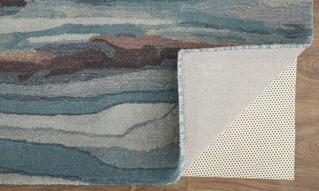 10' x 14' Wool Abstract Hand Tufted Area Rug - Blue And Orange