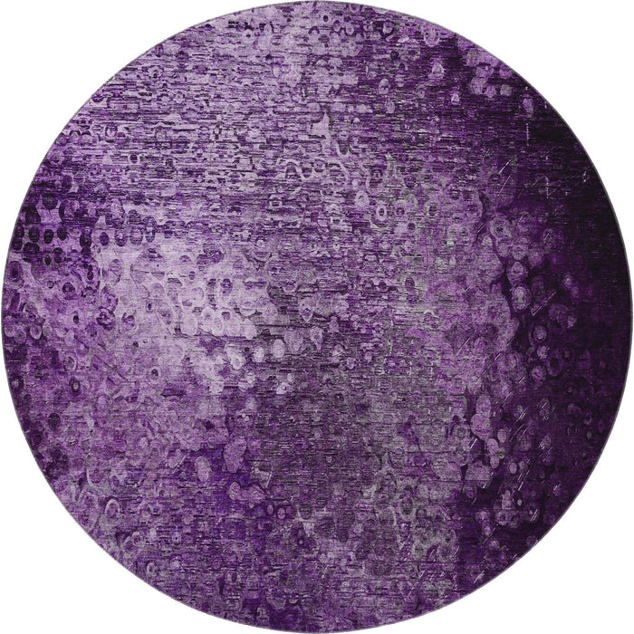 8' Abstract Washable Round Rug With UV Protection (649543) - Purple / Ivory