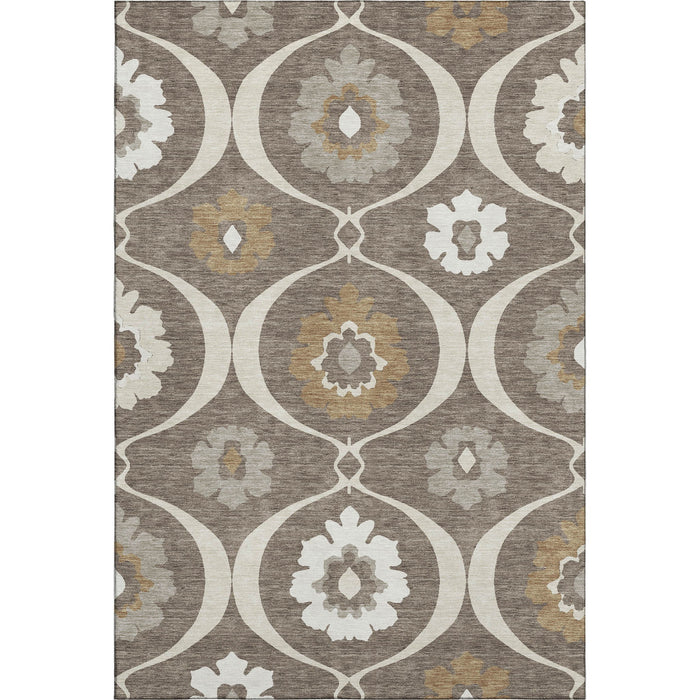 10' X 14' Medallion Washable Area Rug With UV Protection (668041) - Brown / Beige / Ivory