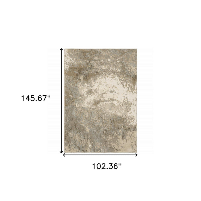 8.5' x 12.1' Power Loom Area Rug - Gray And Beige