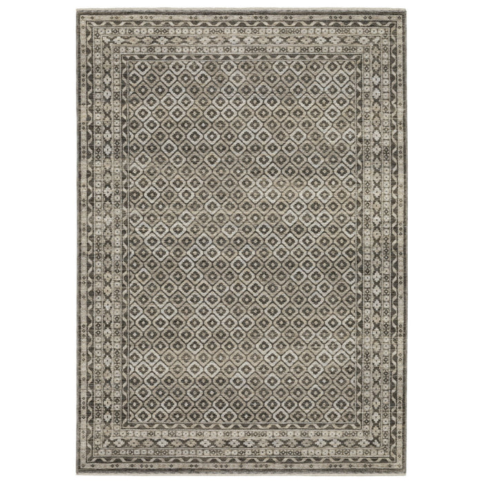 10' X 13' Diamond Area Rug With Fringe - Gray And Beige