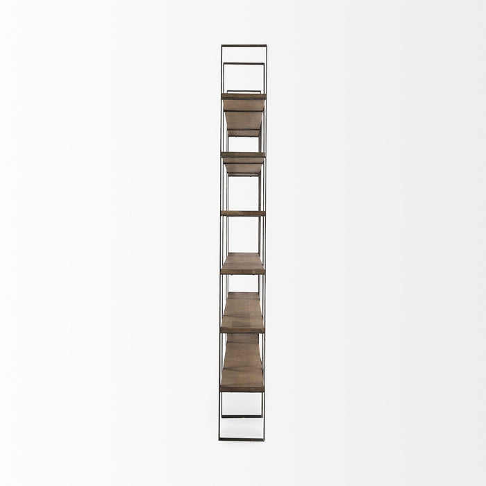 and Six Tier Bookcase - Brown / Nickel