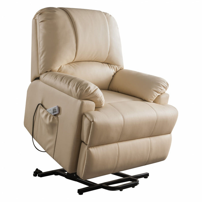 Faux Leather Power Massage Lift AssiStand Recliner - Beige