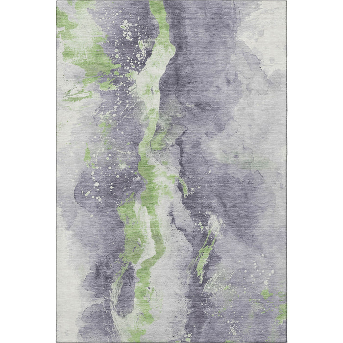10' X 14' Abstract Washable Area Rug With UV Protection (697950) - Lavender / Green / Ivory