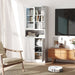 White Giga accent kitchen pantry cabinet with tall storage, adjustable shelves, and a heavy-duty stainless steel frame.