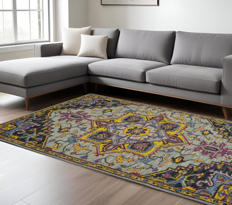 8' X 11' Wool Medallion Hand Tufted Area Rug - Gray