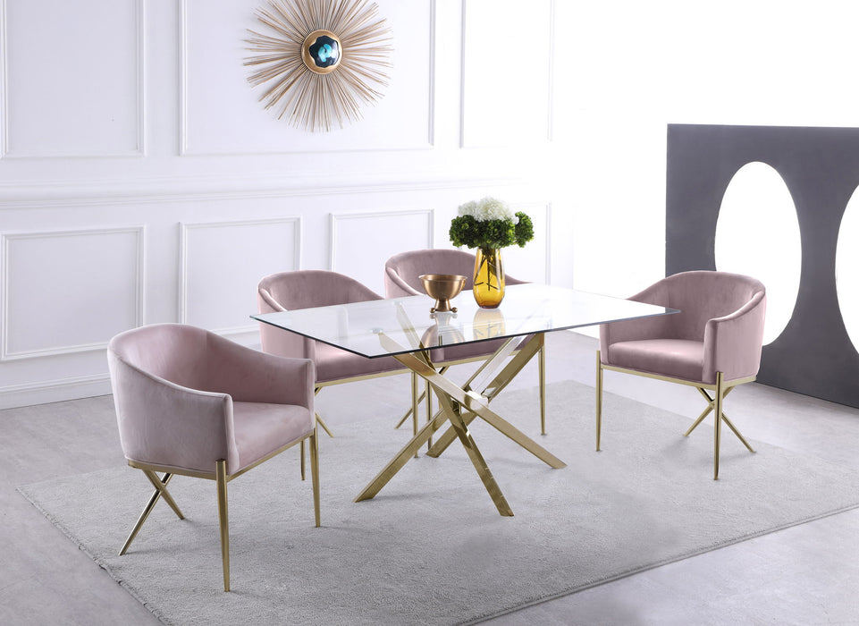 Modern Xander dining table by Meridian Furniture with a sleek wooden surface and sturdy legs, perfect for contemporary dining spaces.
