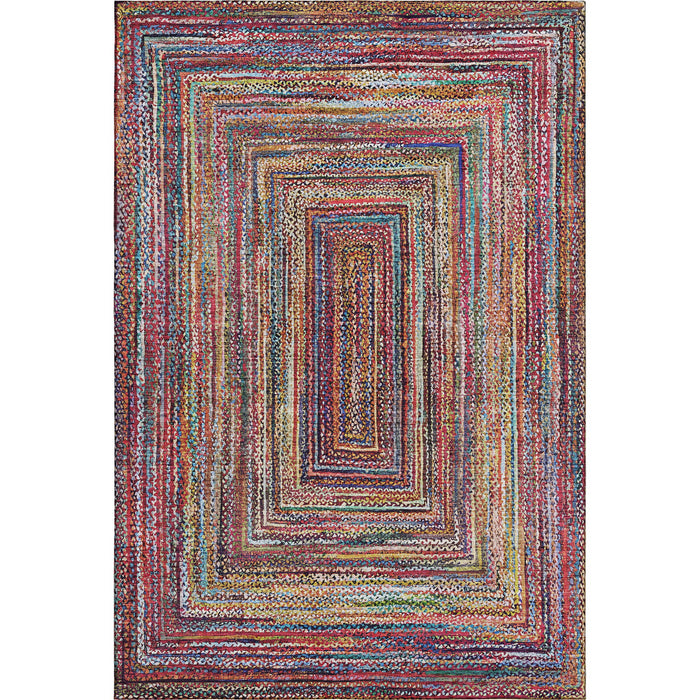 10' X 14' Geometric Washable Area Rug With UV Protection (699256) - Rust / Blue / Gold