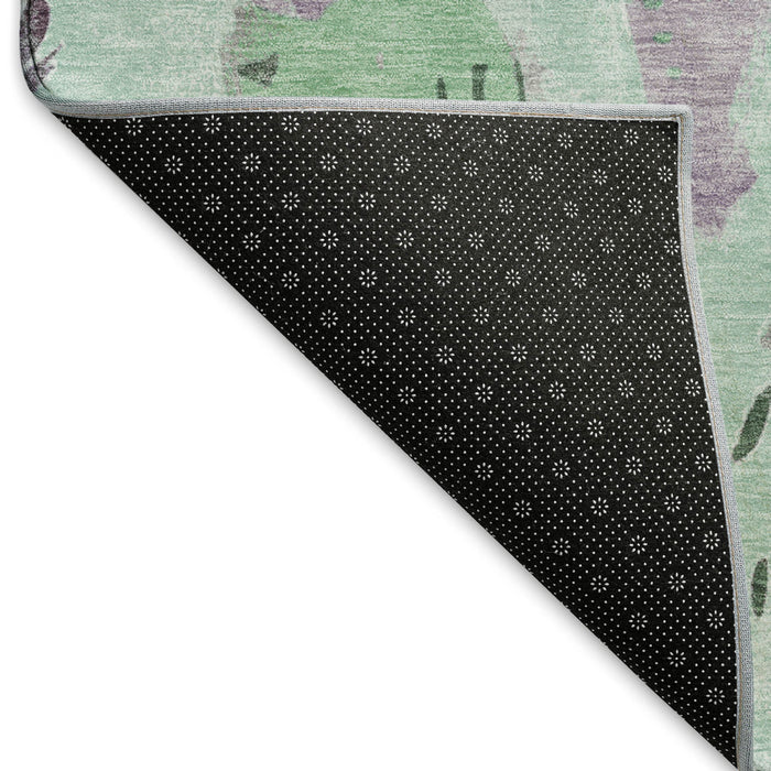 10' X 14' Geometric Washable Area Rug With UV Protection (694532) - Pale Aqua / Teal / Green