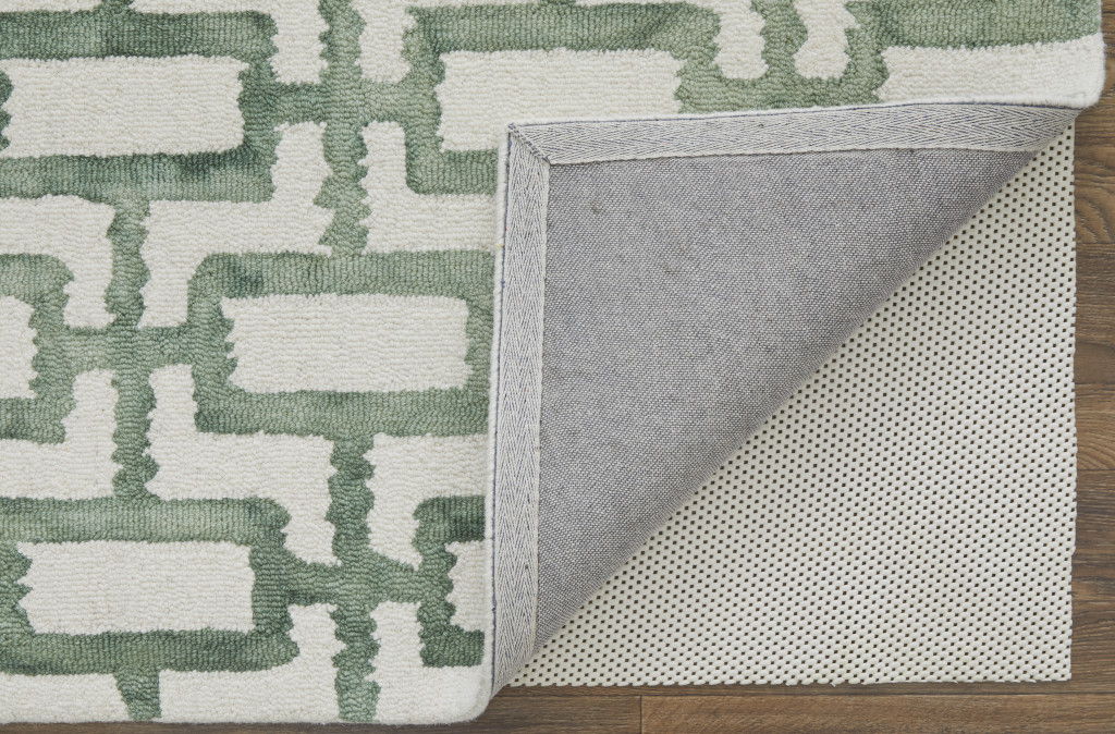 10' x 13' Wool Geometric Tufted Handmade Area Rug - Ivory And Green